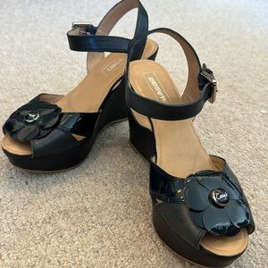 Coach Poppy Wedges Navy Blue 8.5